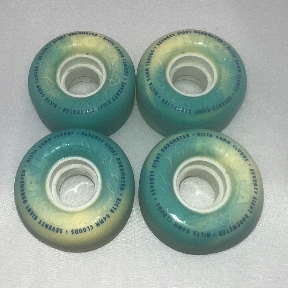 Ricta Clouds 54mm 78a Skateboard Wheels Blue Yellow Swirl Cruiser Set of 4